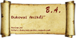 Bukovai Anikó névjegykártya